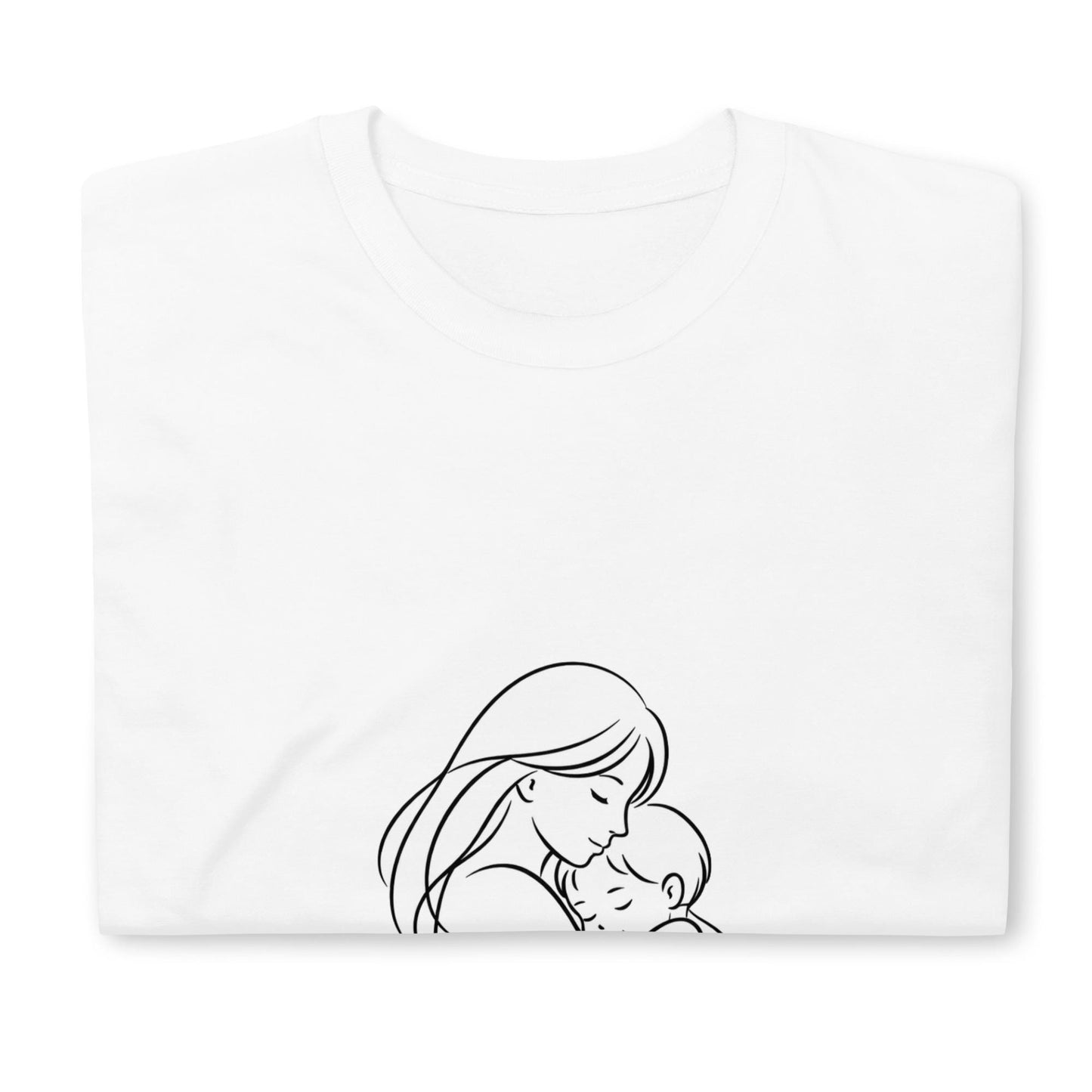 Minimalist Mother Child Line Art T-Shirt – "Home is Mom" Elegant Graphic Tee
