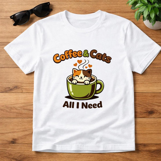 Groovy Coffee Cat T-Shirt – Retro 70s Cat Lover Tee