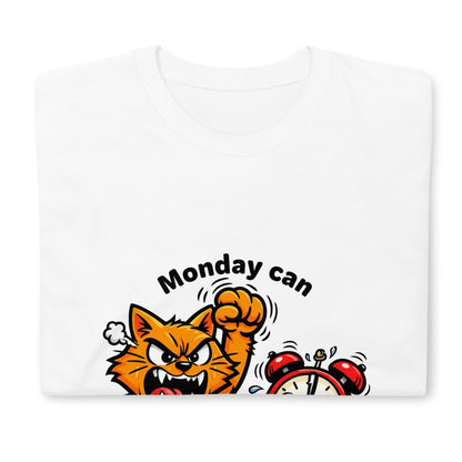 Angry Cat vs Alarm Clock T-Shirt, Humorous Monday Office Humor Tee
