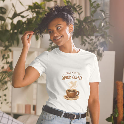 Coffee Bird Watching Shirt, Bird Lover Tee, Cozy Morning Drink