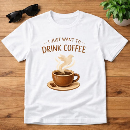 Coffee Bird Watching Shirt, Bird Lover Tee, Cozy Morning Drink