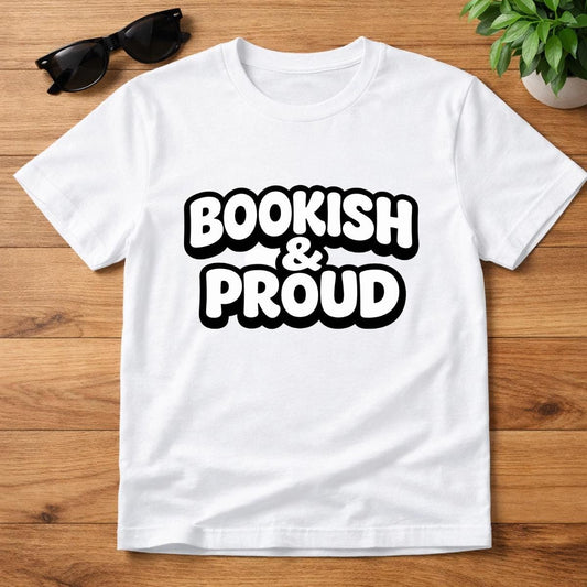 Bookish Proud T-Shirt, Bold Bubble Font Book Lover Tee, Reading Enthusiast Shirt