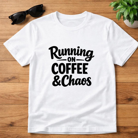 Coffee Chaos T-Shirt, Playful Typography, Caffeine Lover Tee