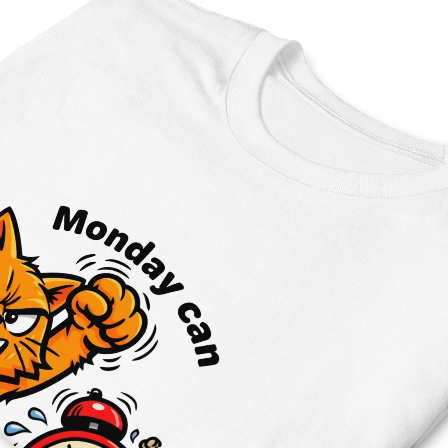 Angry Cat vs Alarm Clock T-Shirt, Humorous Monday Office Humor Tee